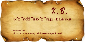 Köröskényi Bianka névjegykártya