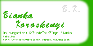 bianka koroskenyi business card